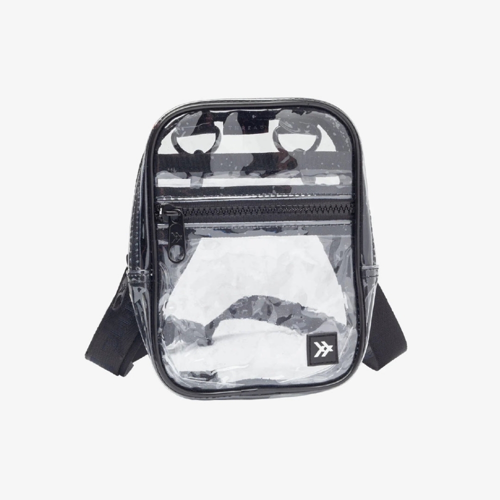 Clear Black Trim Crossbody Bag with Front Zip Pocket